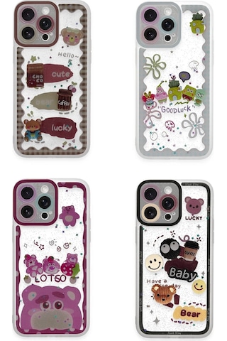 Cosmotex Newface Apple iPhone Uyumlu  14 Pro Max Kılıf Sweet Desenli Silikon Kapak - Sarı
