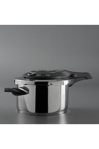 Jumbo Procook 4,5 Lt Siyah - Gri Düdüklü Tencere Gümüş - Siyah