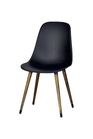Vilinze Eames Kestane Ahşap Ayak Plastik Siyah Sandalye Eames-beyaz Siyah - Kestane