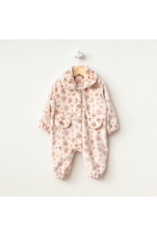 Baby Fou Leopar Desenli Tulum Ekru