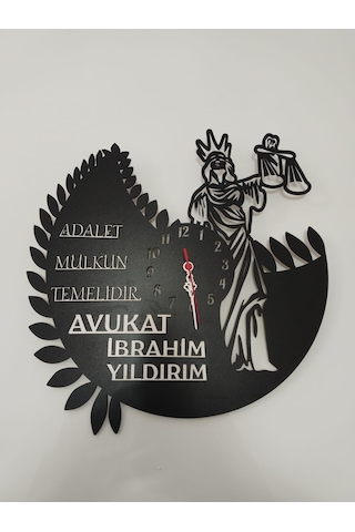 Avukat,adalet,hukuk Bürosu,adliye İçin Duvar Saati Kişiye Özel Siyah