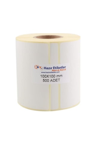 Kargo Etiketi Eko Termal Etiket 100mm X 100mm Ruloda 500 Adet 40mm Kuka Çapında Direk Termal Transfer Etiketi 1