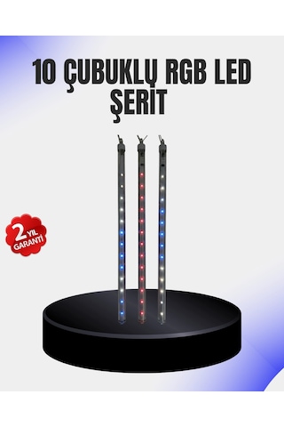 Dekoratif Led Meteor Işık 10 Lu Çubuk Seti Çok Renkli