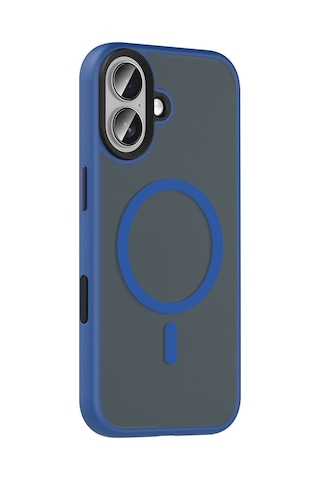 Apple Uyumlu iPhone 17 Kılıf Mat Arka Yüzey Wireless Şarj Özellikli Zore Flet M-safe Kapak Lacivert