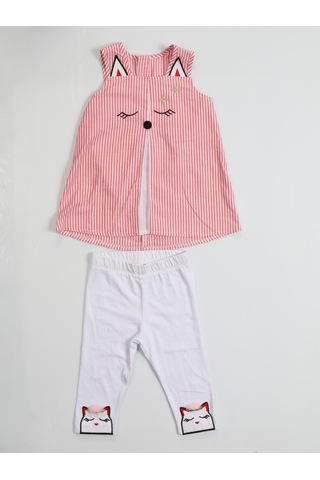 Kedi Dokuma Tunik + Tayt Takım-karışık Renk Gri