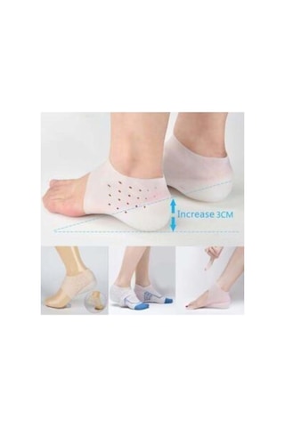 Bfc Trading Boy Uzatıcı Silikon Topuk Çorabı Gizli Topuk Yükseltici 3 Cm Beyaz Unisex