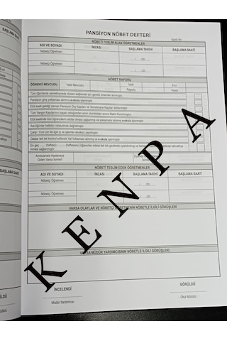 Pansiyon Nöbet Defteri