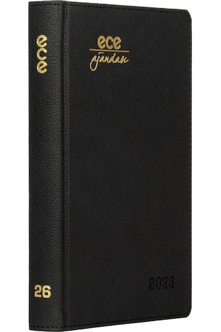 Ece Ajandası Kemer 2026 Siyah - Günlük Çizgili Sert Kapak 14x20 Siyah