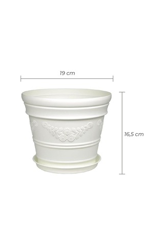 Melkan Home Antik Papatya Desenli Beyaz Saksı 3 Litre Beyaz Genel