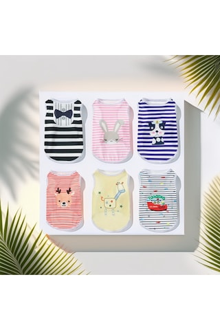 Kedi Ve Köpek İçin Çizgili Renkli Kolsuz Tshirt