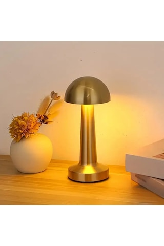 Forlife Dekoratif Şarjlı Led Mantar Masa Lambası Gold Fl-8055 Çok Renkli