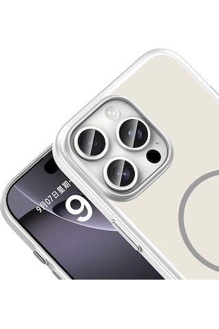 iPhone Uyumlu 16 Pro Kılıf Magsafe Şarj Özellikli Ultra İnce Mat Soft Lora Pc Kapak Gümüş