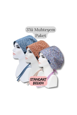 Standart Beden 3lü Muhteşem Paket Mavi Nazlı Kahverengi Nazlı Çiçekler İndigo Çıtır Cerrahi Bone Renkli
