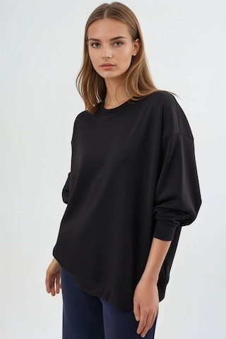 Hiccup Busem Rahat Kesim Bisiklet Yaka Örme Sweatshirt Siyah