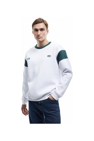 Koton Şardonlu Uzun Kollu Bisiklet Yaka Arkası Baskılı Sweatshirt Beyaz 6wam70047mk Beyaz