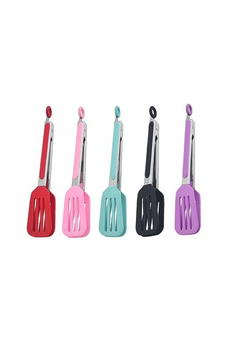 10,4 İnç 26,5 Cm Mutfak Silikon Maşası, Paslanmaz Çelik Sap, Haşlanmaya Dayanıklı Ekmek Maşası Hy