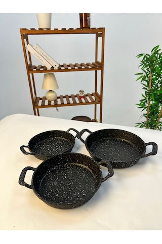 Favora Rachel 3 Lü Döküm Set Granit Yumurta Sahanı Siyah