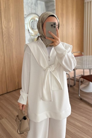 Omuz Atkılı 3'lü Takım - Beyaz Beyaz