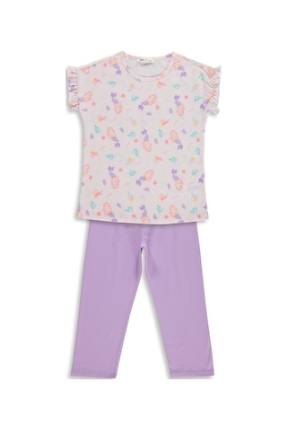 Civil Girls Deniz Kızı Desenli 6-9 Yaş Pijama Takımı - Uçuk Pembe-lila