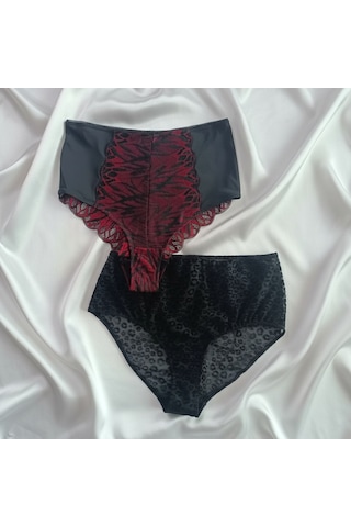 Bonbon Kadın Yüksek Bel 2'li Paket Slip Külot Bb2176 Siyah