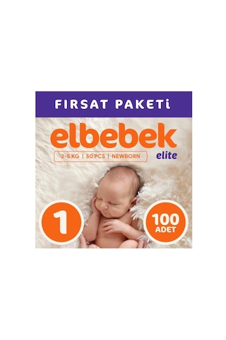 Elbebek Elite Yenidoğan Bebek Bezi 1 Numara Fırsat Paketi 100 Adet 2'li