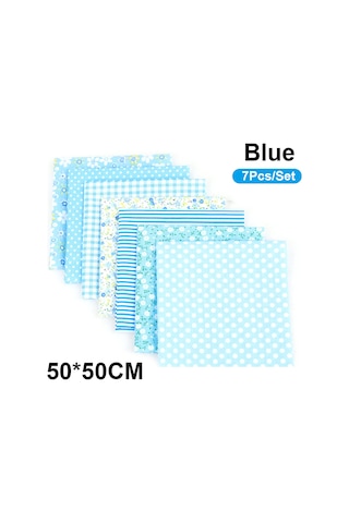 Gajeena Renkli Pamuklu Kumaş Seti - Dıy El İşi, Yastık Kılıfı, Masa Örtüsü İçin 7 Parça 50x50cm