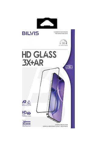 Mey İthalat Apple iPhone Uyumlu 17 Pro Bilvis 3x Ar Hd Cam Ekran Koruyucu - Siyah