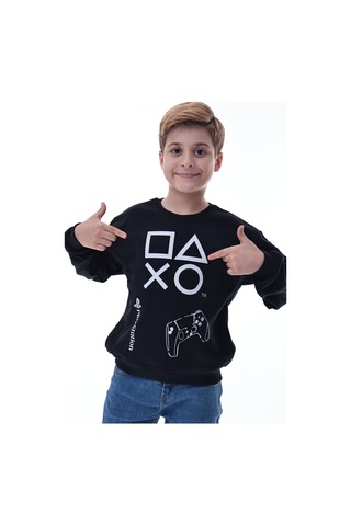 Playstation Baskılı Çocuk Sweatshirt Siyah Gamer Oyun Sever Sweat Siyah
