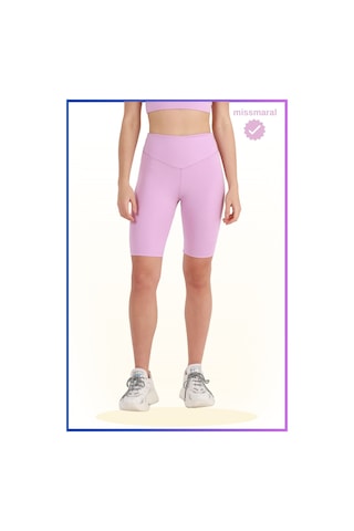 Missmaral Kadın Yüksek Bel Toparlayıcı Tayt Kısa Spor Şort Deniz Havuz Spor Biker Shorts Lila 1070 Lila