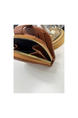Store Çok Bölmeli Kadın Şık El Çantası Cüzdan Kahverengi
