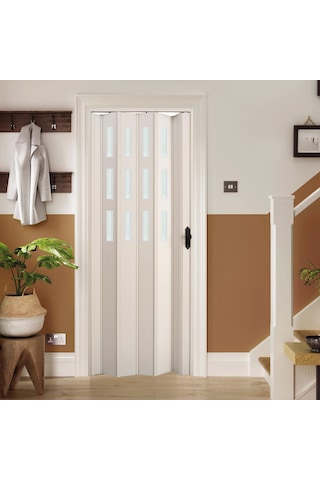 Faran Dekorasyon 145 x 215 Beyaz Renk Camlı Pvc Akordiyon Kapı - FRNAKMODEL-0-98
