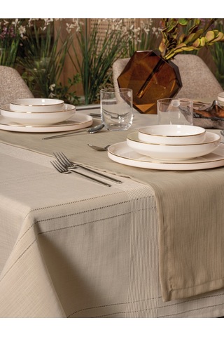 Cotton Box Antique Masa Örtüsü Seti Jasmine Bej 155x220