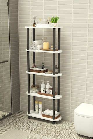 Soft 5 Katlı Banyo Düzenleyici Çok Raflı Banyo Organizeri Çok Amaçlı Banyo Düzenleyici - Beyaz Beyaz
