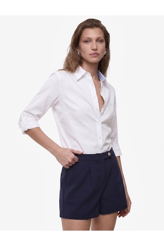 Koton Pamuklu Slim Fit Kolları Katlama Detaylı Uzun Kollu Poplin Gömlek Beyaz 7wak60025uw