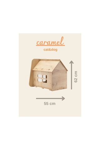 Kedi Köpek Evi Caramel 30 50 Yıkanabilir Kumaş Minder Ve Yatak Dahil