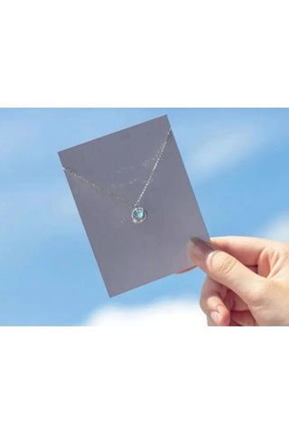 925ayar Gümüş Mavi Taşlı Aurora Gezegen Kolye