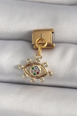 316l Çelik Gold Renk Sallantı Zirkon Taşlı Göz Model Nomination Charm Diğer 70311276