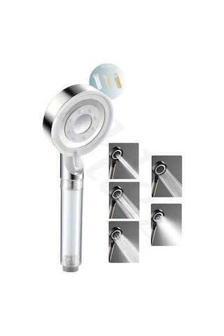 Mucit Home Beyaz Spa Modlu Filtreli Duş Başlığı 5 Fonksiyonlu Duş Fiskiyesi Beyaz