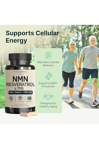 Vınatura Nmn 1325 Mg Nmn 1000mg With Resveratrol And Tmg Nad+ 60 Caps