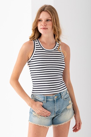 Giysa Kadın Bisiklet Yaka Çizgili Basic Body Lacivert - 25510 Lacivert