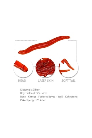 MSO Olta Balıkçılık Cezbedici Kokulu Silikon Solucan Yapay Yem