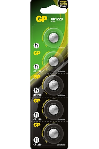 GP CR1220 3V Lityum Blister Düğme Pil 5'li