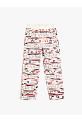 Koton Yılbaşı Desenli Beli Lastikli Pamuklu Pijama Altı Kırmızı Desenli 5wlk50029mw