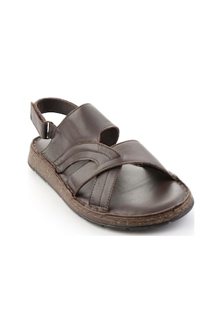 Kahve Hakiki Deri Erkek Sandalet E05433011903
