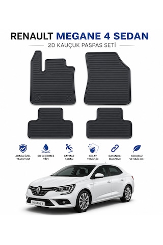 Renault Megane 4 Sedan 2d Oto Paspas Araca Özel Kauçuk Kaymaz Siyah