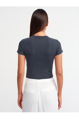 Dilvin Yıkama Efektli T-shirt Antrasit