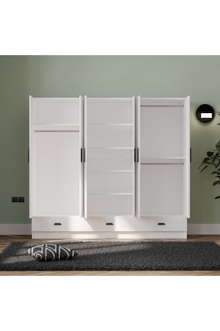 İnci 6 Kapak 3 Çekmeceli Mega Gardırop