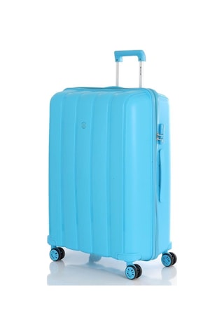 Mçs Bavul Büyük Ve Orta 2li Set Kırılmaz Silikon Valiz V305 Açıkmavi Mavi