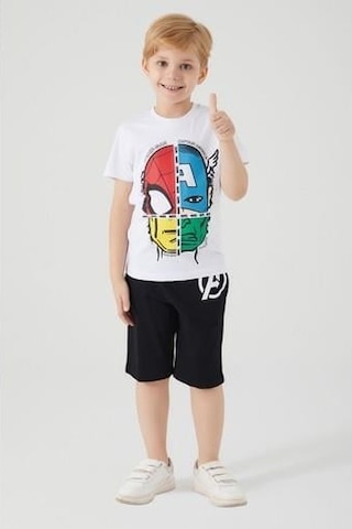 Avengers Erkek Çocuk Bermuda Takım-Beyaz