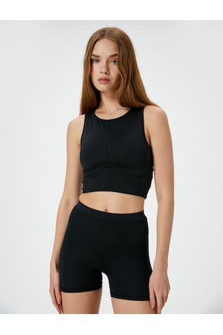 Koton Spor Kısa Tayt Standart Bel Slim Fit Siyah 4sak40256nk